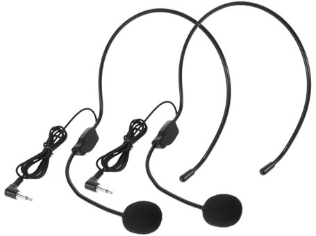 BESPORTBLE 2pièces Microphone Casque Filaire à Condensateur Pour Amplificateur De Voix Bras Ajustable Confortable Pour Chanter Enseignement Et Présentations Professionnelles Noir