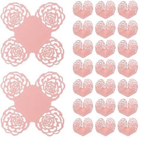 sourcing map 25 pirottini quadrati da 1,0 x 1,0 cm, per cupcake, cupcake, incavati, bicchieri da dessert, per matrimoni e compleanni, colore: rosa