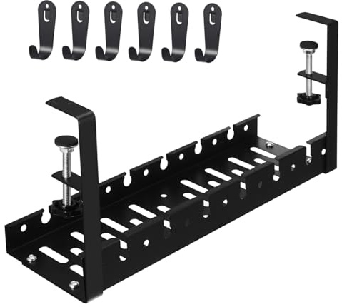 WHAMVOX Cable Holder Organizer Wires Under Table Cable Storage Under Desk Organizer Wire Management Under Desk Black