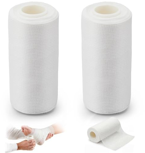 Geiserailie 2 Rolls Unna Boot Bandage 4 x 10 Yard Gauze Dressing with Zinc Oxide, Individually Packaged, Provides Customized Compression, Soft Cast