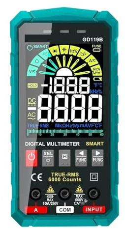 Multimètre numérique de génération 600 V, testeur intelligent de tension, de capacité, de tension, de courant alternatif, de tension continue et de tension continue(GD119B-Green)