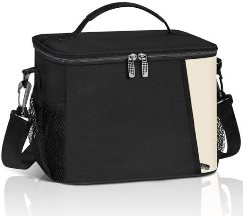 Bolsa Termica Porta Alimentos 8.6L, Nevera Portatil Antifugas, Bolsa Comida Trabajo con Correa Ajustable, Lunch Bag de Amplia Apertura para Picnic, Oficina, Escuela - Negra