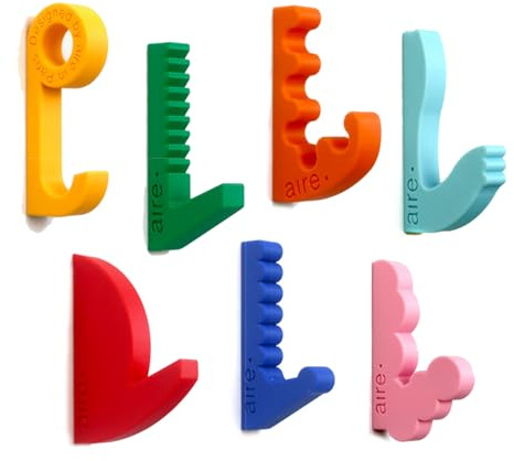 Wandgarderobe für Kinder, buntes Design, 7 Stück, dekorativ, stabil, für Kleidung, Taschen, Wandmontage, mit Schrauben und Dübeln, mattes Finish, ideal für Zuhause, Schule, Büro.