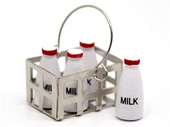 Dolls House Miniature Door Step Kitchen Country Store Accessory Crate of Milk