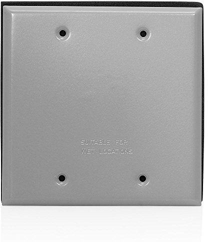Leviton Weatherproof Blank Cover, 2-Gang, Outdoor Electrical Box Cover, WM2B-GY, Gray