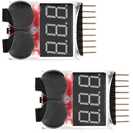 DollaTek 2PCS RC Lipo Batterie Monitor Alarm Tester Checker Low Voltage Buzzer Alarm mit LED Indikator für 1-8 S Lipo LiFe LiMn Li-Ionen Akku