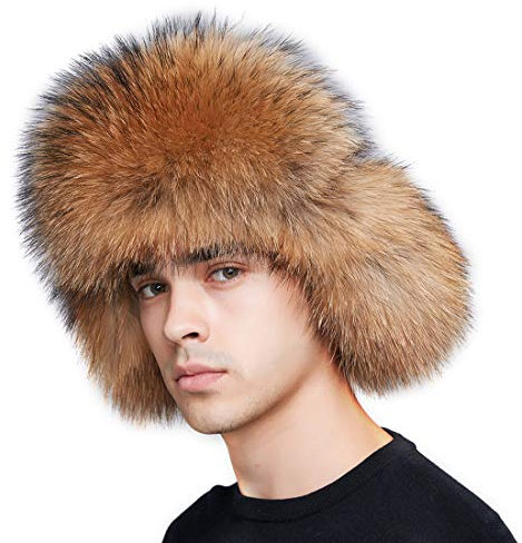 BeFur Unisex Winter Fliegermütze Fellmütze Trappermütze Bomber Hut L Waschbär