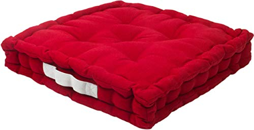 Alphadeco Sitzkissen Uni 40x40x6cm aus 100% Baumwolle - mehrere Farben - Stuhlkissen Sitzkissen Sitzauflage Eckbank (Dunkles Rot)