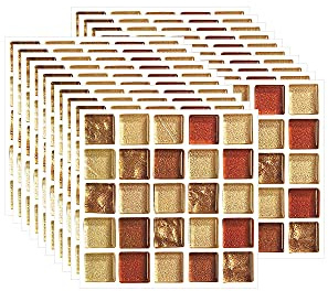FBBULES 20PCS Adesivi per Piastrelle Cucina e Bagno, PVC Autoadesiva Mosaico Sticker Piastrelle Adesive, Impermeabile Mosaico Adesivi Parete, Giallo (10x10 cm/4x4 Pollici)