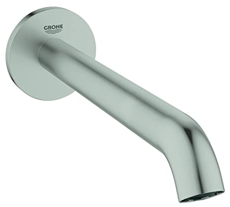 GROHE Essence, Wannenarmatur 22cm (Einlauf für die Badewanne, Wanneinlauf für die Wandmontage, Auslauf mit Mousseur, langlebige Oberfläche), edelstahl, 13449DC1
