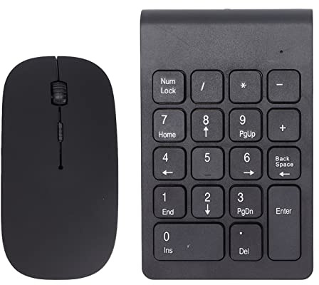 Topiky Combinazione di Tastierino Numerico e Mouse Wireless, Tastierino Numerico a 18 Tasti Wireless USB Ultra Sottile da 2,4 GHz e Set di Mouse da 1200 DPI per Laptop, Notebook, Desktop,