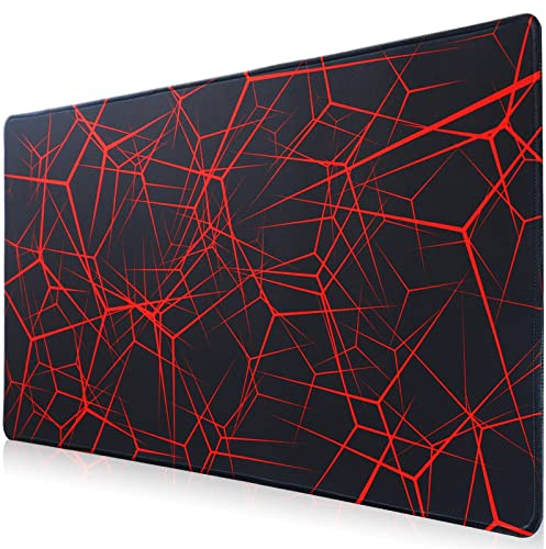 Hosimoln Gaming musmatta, stor musmatta storlek 70 x 30 cm tjocklek 3 mm, premium strukturerad halkfri och vattentät datormusmatta med sydda kanter för spel/kontor/hem 70 x 30 Rednet