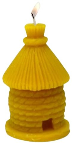 Vela de Miel Forma de Casita Redonda Cera Pura de Abeja 100% mecha algodón Casa