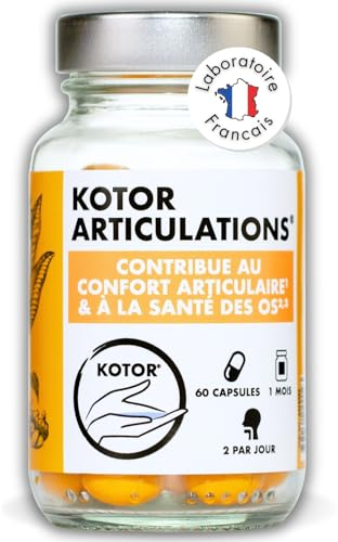 KOTOR ARTICULATIONS | Soulage les Douleurs Articulaires | Santé des Cartilages | Curcuma + Gingembre + Omega 3 + Vitamines C & E + Manganèse | 60 Capsules | 1 Mois | Produit en France