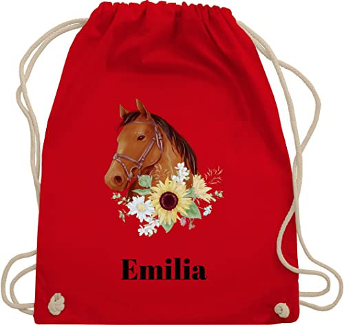 Turnbeutel Rucksack - Pferd - Pferde Mädchen Geschenk I Pferdekopf - Unisize - Rot - beutel pferderucksäcke pferden stoffbeutel tasche pferderucksack pferdemotiv sportbeutel kindergarten