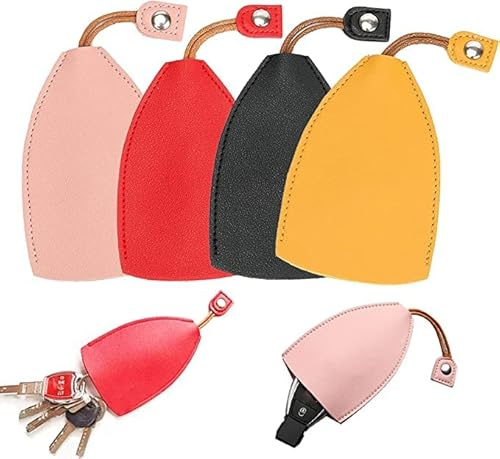 ANCLLO 4 Piezas Funda para Llave de Coche PU Cuero Creativo extraíble Lindo de Gran Capacidad Funda para Llave de Coche