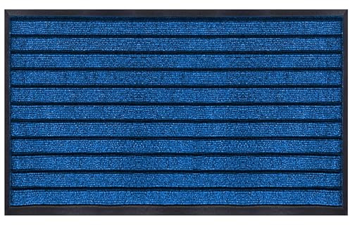 Hafaa Indoor & Outdoor Blue Door Mat 40x60 cm Non Slip Water Absorbent Rubber Mat Heavy Duty Floor Mats