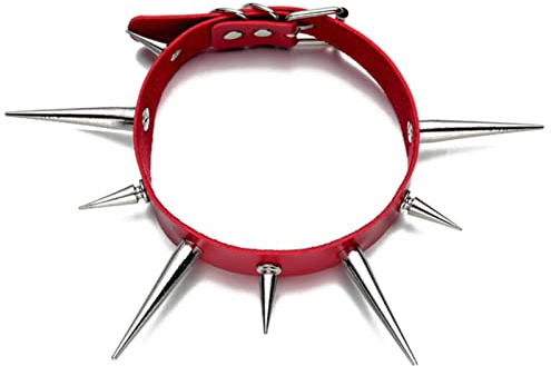 WEITING Punk-Halsband für Damen und Herren, coole klobige Nieten, Chocker-Gothic-Stil, Halsketten-Accessoires, rot