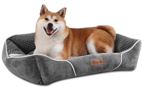 YITAHOME Panier Orthopédique Déhoussable pour Chien Moyen, Coussin Lavable, Lit 64x53cm, Gris