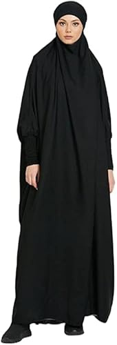 Renholin Muslimisches Gebetskleid für Frauen - Ein Stück Abaya Islamischer Naher Osten Dubai Türkei Maxi Kaftan Mit Hijab - Volle Abdeckung