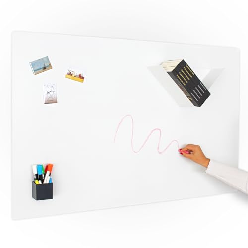 KalaMitica - Magnettafel für die Wand, Pinnwand für Magnete - beschreibbar und abwischbar mit Kreiden - Rau weiß - 114 x 74 cm
