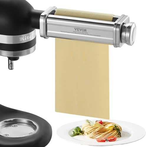 VEVOR Accessorio Rullo per Sfogliatrice di Pasta Adatto per Impastatrice, Rullo per Tagliapasta in Acciaio Inox Compatibile per Robot da Cucina Spessore Regolabile Larghezza 14cm