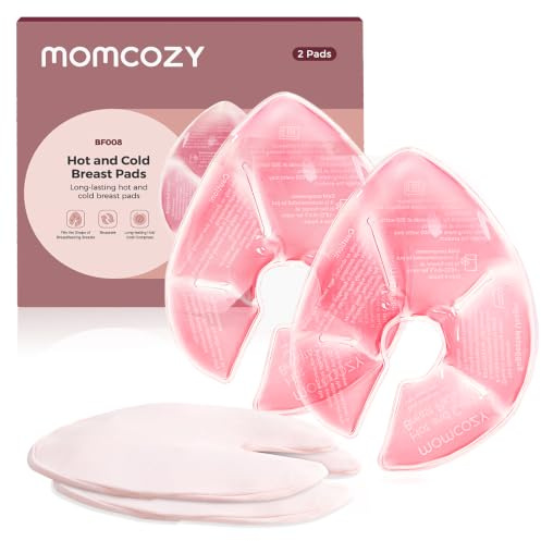 Momcozy Larger Breast Therapy Packs, Hot and Cold Breast Pads with 2 Soft Covers, Breastfeeding Essentials, Postpartum Recovery, 2 Pack, Pink