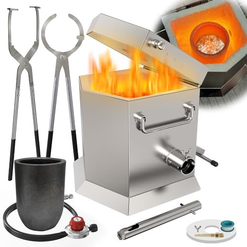 CANALHOUT Propan-Schmelzofen-Set mit zwei Zangen und Tiegel, 12 kg, für Gießereien, Gold, Silber, Kupfer, Aluminium, Metall-Recycling, Heimschmelzguss-Werkzeug