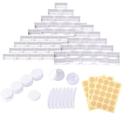 71 botes vacíos de 5 ml, frascos de crema, tarros para crisol con tapa, recipiente para muestras de viaje, botes de crema para rellenar cosméticos, lociones, cremas