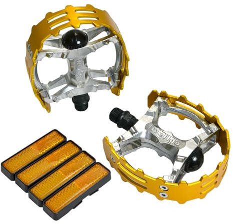 Wellgo Old School BMX MTB XC-II Bear Trap 9/16 Zoll Fahrradpedale, Gold, WE2965