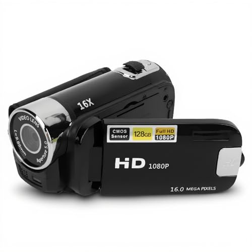 Yunir 16MP Digital Camera, 2.4 1080P 16X Zoom Rotatable Screen Camcorder with Fill Light, Video Vlogging USB Camera for Travel, Wedding, Campus Records, etc. (Black)