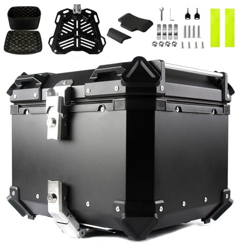 Motorcycle Trunk Motorcycle Rear Top Box,45L 55L 65L 80L 100L Aluminum Top Case Helmet Luggage Storage Carrier Case,Motorbike Tour Tail Box,Weather Resistant (Color : Silver, Size : 100L)