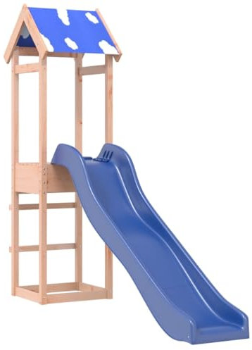 vidaXL Parque Infantil de Exterior Madera Maciza Douglas, Juego de Columpios de jardín, casa de Juegos con tobogán, Parque Infantil de Madera