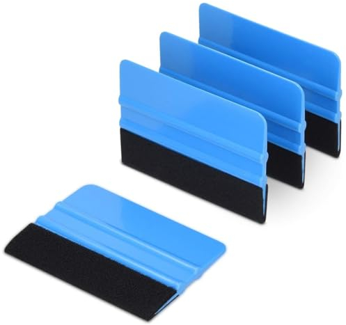 AEIOPRS 4 pcs Rakel mit Filzkante Verkleberakel Auto Folienrakel Set Kunststoffrakel zur Blasen und kratzerfreie für Auto Möbelfolie Fensterfolie Folierungs Werkzeug Set