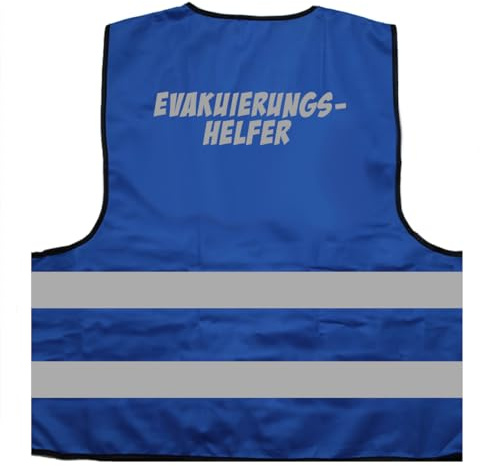 Evakuierungshelfer 2-Zeilig Warnweste BZW. Signalweste mit reflektierendem Aufdruck - Größe L/XL, Blau