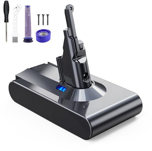 EVARY 8000mAh Batería para Dyson V8, Batería de Repuesto para Dyson V8 Compatible con Dyson V8 Absolute V8 Animal V8 Series V8 Motorhead V8 Absolute Pro SV10 Aspirador de Mano con 2 Filtros (V8)