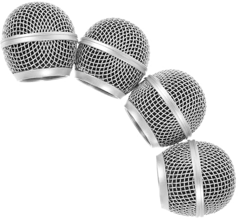 BESTonZON 4 Stück Ersatzkopf Mit Kabel Gitter Mikrofonzubehör Windschutzscheiben Mikrofon Grillabdeckung Grillabdeckung Kugelkopf Metall Silber