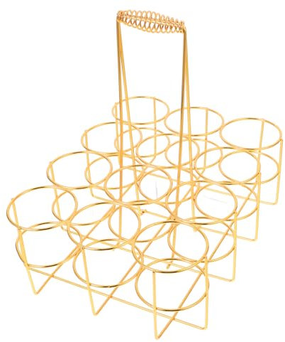 Amosfun 12-bottle Beer Storage Rack Basket Gold Metal Beer Rack Carrier Compact Holder for Bar and Ktv Use