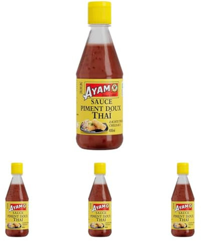 AYAM Sauce Piment Doux Thaï | Épicée | Piments frais | Saveurs Authentiques d'Asie | Haute Qualité | Alimentation Saine | Sans gluten | Sans conservateurs | Format Familial - 400ml (Lot de 4)