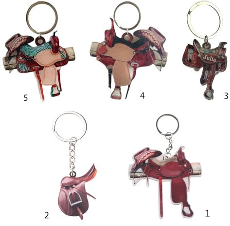 Yjcnelcr Schlüsselanhänger für Damen, Sattel, Auto, Schlüsselanhänger, Acryl, Anhänger für Pferde-Liebhaber, Rucksack, Ornament, Schlüsselanhänger, Taschenanhänger, Dekoration, Tasche, Charm,