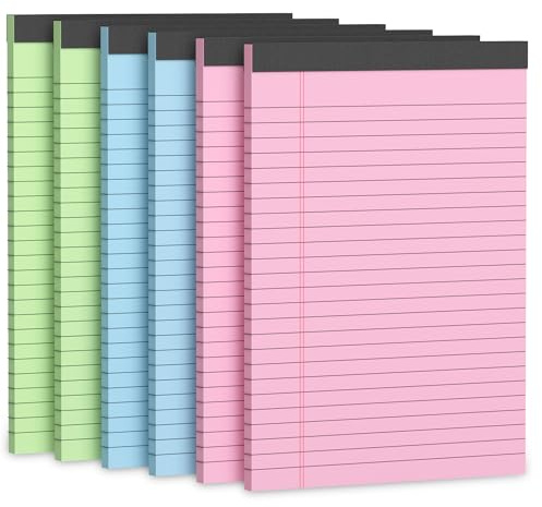 Note Pads 5x8 Narrow Ruled Legal Pad Writing Pads 6 Pack Colored Legal Pads