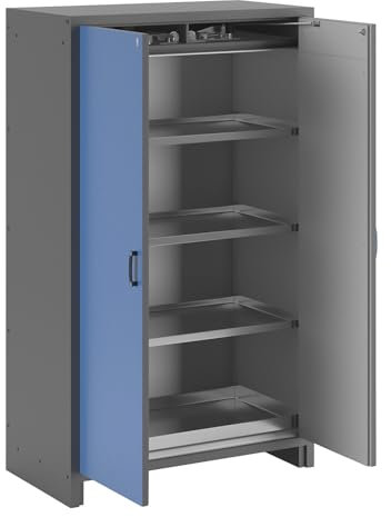 eurokraft | pro | Feuerbeständiger Gefahrstoffschrank Typ 30 | 2-türig | 3 Fachböden | Türen lichtblau