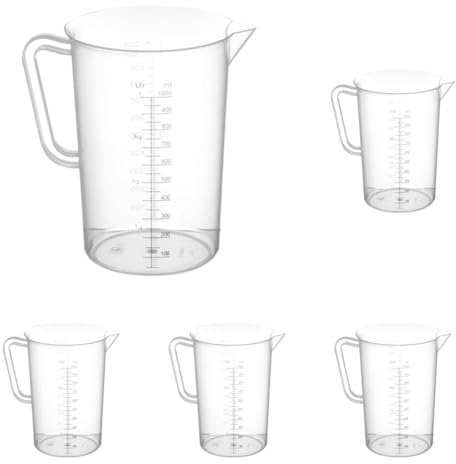 HENDI Messbecher, mit Skalierung, Bruchsicher, 1L, Polypropylen (Packung mit 5)