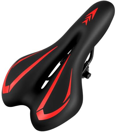 MSDADA - Sella per bicicletta in gel, per uomo e donna, impermeabile, confortevole e morbido, per bici da strada, cruiser, mountain bike, cyclette, bici da città (rosso)