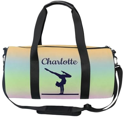 Sac de sport personnalisé pour filles avec motif dégradé corail - Sac de gym personnalisé pour enfants avec nom - Sacs de danse - Équipement de gymnastique de sport - Rangement - Cadeaux de