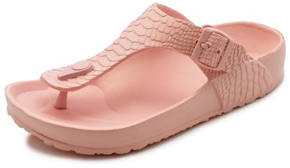 IMTY Womens Ladies Lightweight EVA Toe Post Slip On Flat Beach Summer Pool Slides Water Shoes Flip Flops Sandals (Pink, UK Footwear Size System, Adult, Women, Numeric, Medium, 7)