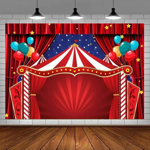 Toile de Fond pour Photographie de Rideau Rouge et étoiles, Fournitures pour fête prénatale, chapiteau, Cirque, Carnaval, fête d'anniversaire 200x140CM