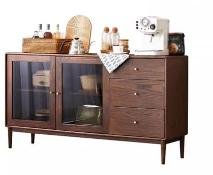 Buffet Buffet en Bois Massif de Couleur Noyer Noir, Armoire à vin en chêne, Armoire de Rangement Nordique Simple for Restaurant Buffet avec Tiroirs