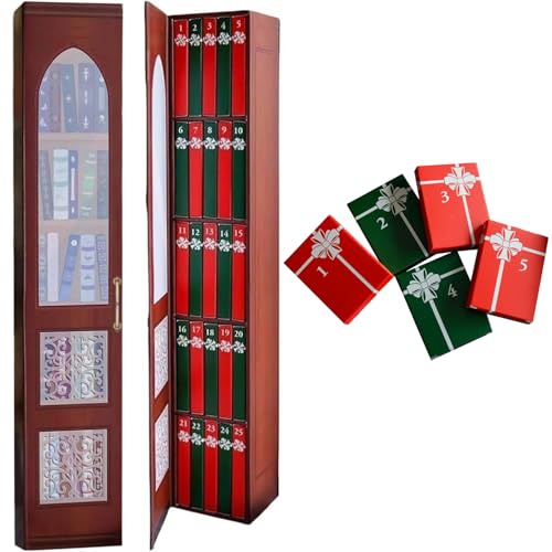 2025 Mini Book Ornament Advent, Books Lovers Gifts Advent Calendar with 24 Book Christmas Countdown Calendar for Books Lovers, Holiday Decorations,Red