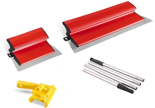 2 Stück Flächenspachtel, Edelstahlklinge Spachtel Werkzeug 25cm und 40cm für Ansatzfreies Spachteln, Glätter Spachtel mit Ergonomischem Z-Griff für Große Arbeitsbereich Wand Dekoration (Set 2)